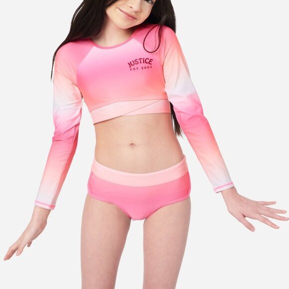 Pink & Orange 2 Pcs Rash Guard Set Size 14 - Picture 1 of 12